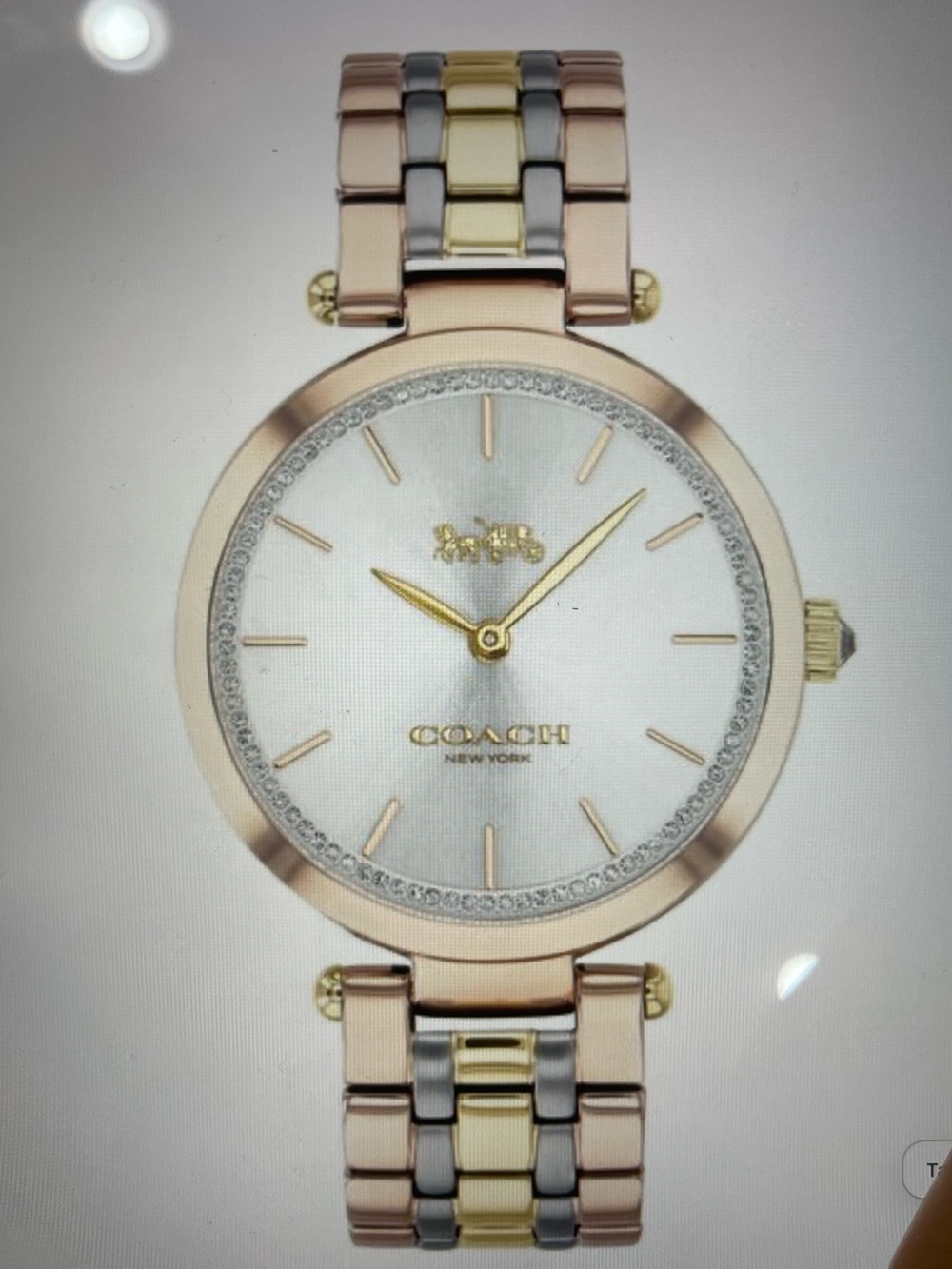 COACH Tri-Tone Rose Gold, Gold and Silver Women's Bracelet Watch